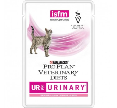 ПРО ПЛАН Влажный корм Purina Pro Plan Veterinary diets UR, корм для кошек при болезнях нижних отделов мочевыводящих путей c лососем, пауч, 85 г