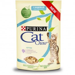 Влажный корм Purina Cat Chow Для котят с индейкой и кабачками в желе, пауч, 85 г