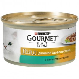 Консервы для кошек Purina Gourmet Gold Двойное удовольствие, кролик и печень, банка, 85 г