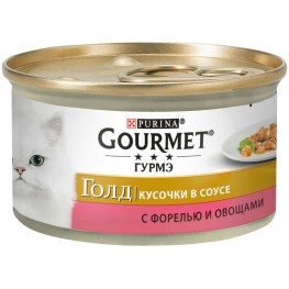 Консервы для кошек Purina Gourmet Gold, форель и овощи, банка, 85 г