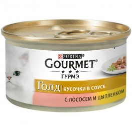 Консервы для кошек Purina Gourmet Gold, лосось и цыплёнок, банка, 85 г