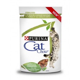 Влажный корм CAT CHOW для кошек Sterilized ягненок с зел. фасолью, пауч, 85 г