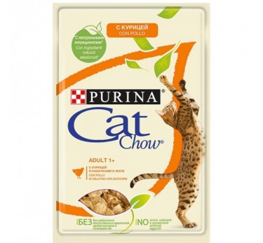 Влажный корм для кошек Cat Chow Adult Курица с кабачками в желе, 85 г