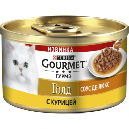 Влажный корм Purina Gourmet Гурмэ Голд Соус Де-люкс для кошек с курицей в роскошном соусе, банка, 85 г