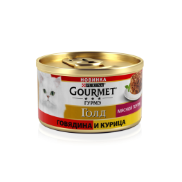 Консервы Gourmet Гурмэ Голд Мясной тортик для кошек, с говядиной и курицей, 85г