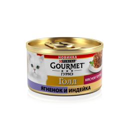 Консервы Gourmet Гурмэ Голд Мясной тортик для кошек, с индейкой и ягненком, 85г