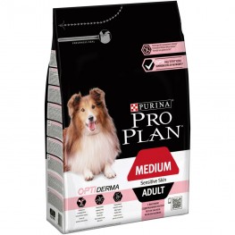 ПРО ПЛАН Сухой корм Purina Pro Plan для взрослых собак средних пород с чувствительной кожей с комплексом OPTIDERMA с лососем и рисом, 3 кг