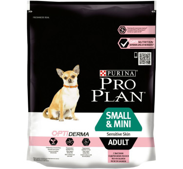 ПРО ПЛАН Сухой корм Purina Pro Plan для взрослых собак мелких и карликовых пород с чувствительной кожей, лосось с рисом, 700 г