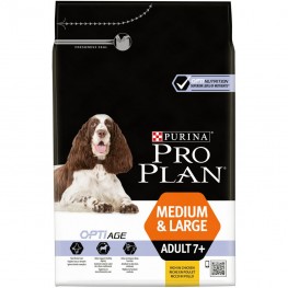 ПРО ПЛАН Сухой корм Pro Plan для взрослых собак старше 7 лет средних и крупных пород с комплексом OPTIAGE с курицей и рисом, 3 кг