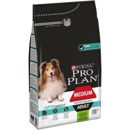 ПРО ПЛАН Сухой корм Purina Pro Plan для взрослых собак средних пород с чувствительным пищеварением, ягнёнок с рисом, пакет, 1,5 кг