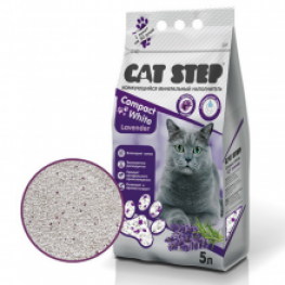 Наполнитель минеральный комкующийся CAT STEP Compact White Lavеnder