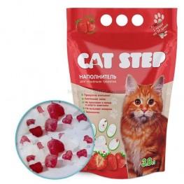 Наполнитель для кошек"Cat Step" Клубника 3,8л (1,81 кг)(силикагель)