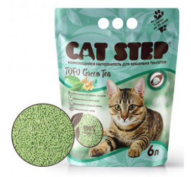 Наполнитель " Cat Step"Tofu Green Tea 6л растительный комкующийся